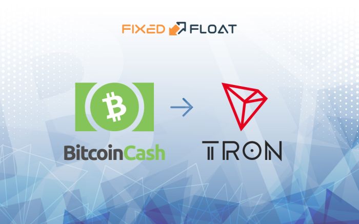 Câmbio Bitcoin Cash por Tron